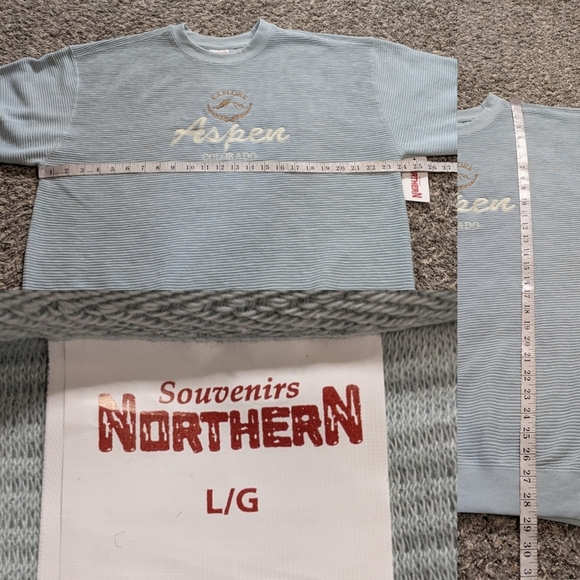 NWT Souvenirs Northern Blue Ribbed Aspen Colorado Pullover Sweatshirt L - Picture 9 of 9
